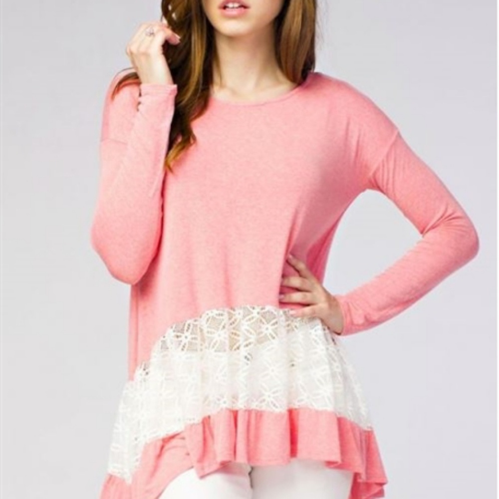 Salmon Lace Blouse